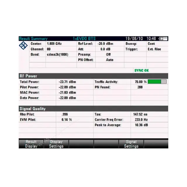 Опция сканирования сигналов базовых станций 1xEV-DO и анализ мощности 1xEV-DO сигналов во временной области Rohde & Schwarz FSH-K47E