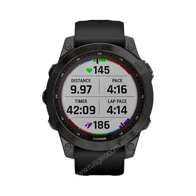 smart Часы Garmin Fenix 7 Sapphire Solar титановый серый DLC с черным ремешком