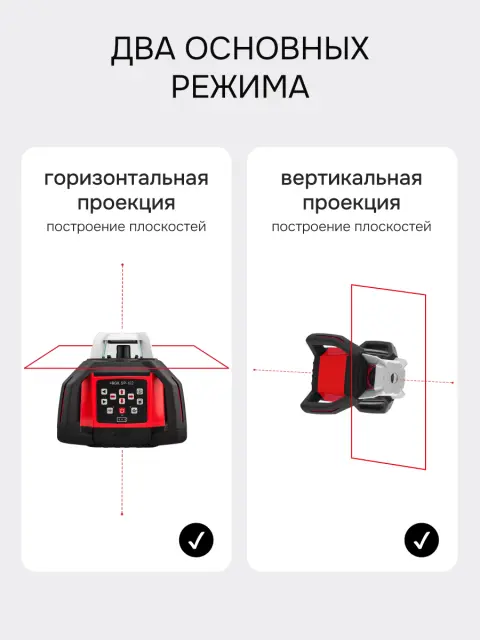 RGK SP-612 + миллиметровый приёмник излучения RGK LD-88 - ротационный нивелир с красным лучом