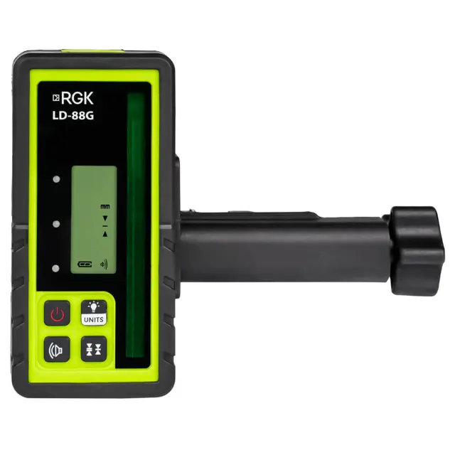 RGK SP-610G с калибровкой - ротац. нивелир (ротационный/зелёный луч/450м с приемником/±0,1 мм/АКБ)
