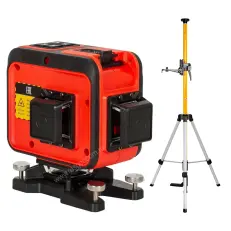 RGK PR-38R + штанга-упор - лазерный нивелир 3d с красным лучом