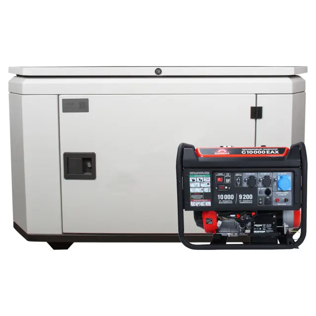 SUNREKA G10000EAX в тихом зимнем кожухе 1200 RAL 7035 - бензиновый генератор