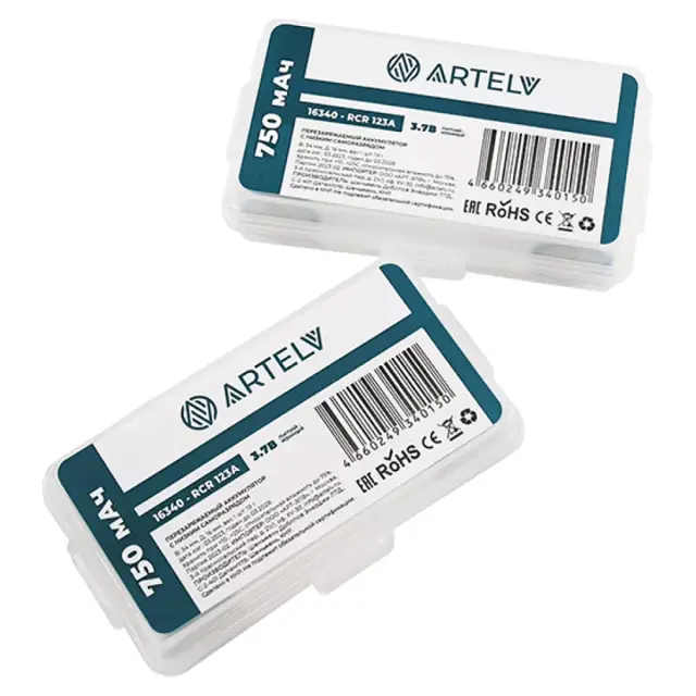RCR123 ARTELV 3.7V Li-Ion 750 mAh - аккумуляторная батарея