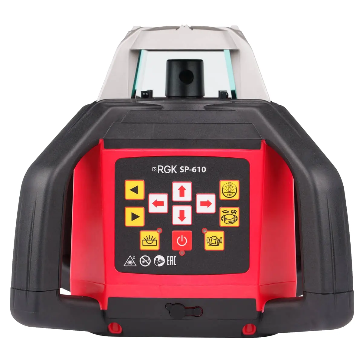 RGK SP-610 с калибровкой - ротационный нивелир (ротационный/красный луч/800м с приемником/±0,1 мм/АКБ)