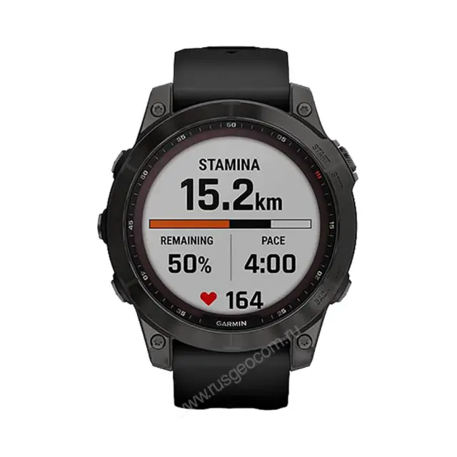 Часы для спортсменов Garmin Fenix 7 Sapphire Solar титановый серый DLC с черным ремешком