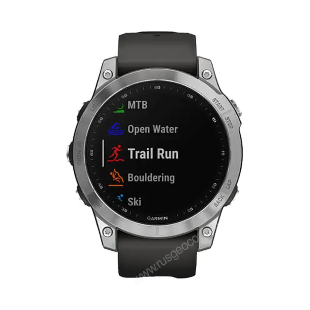 Часы с gps  Garmin Fenix 7 серебристый с графитовым силиконовым ремешком