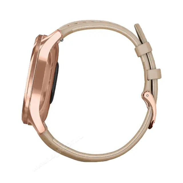 Часы для бега Garmin Vivomove Luxe розовое золото со светло-песочным кожаным ремешком