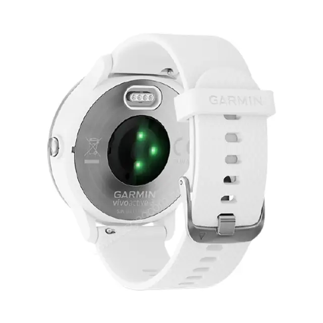 спортивные часы Garmin Vivoactive 3 серебристые с белым ремешком