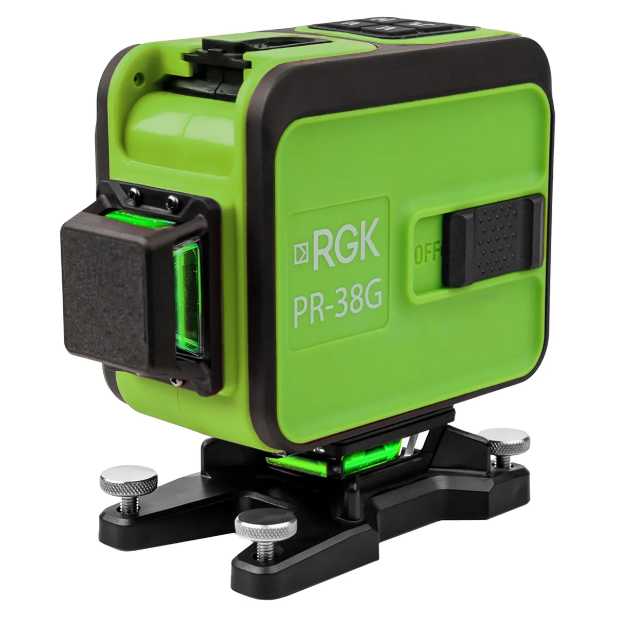 RGK PR-38G - лазерный построитель плоскостей 3D (360° / зеленый луч / 50м с приемником / АКБ)