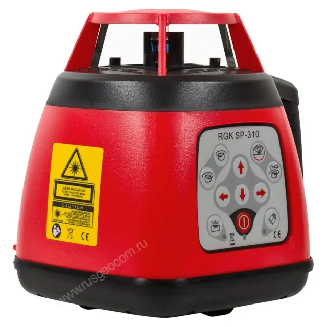 RGK SP-310 с калибровкой - ротационный нивелир (ротационный/красный луч/300м с приемником/±0,1 мм/АКБ)