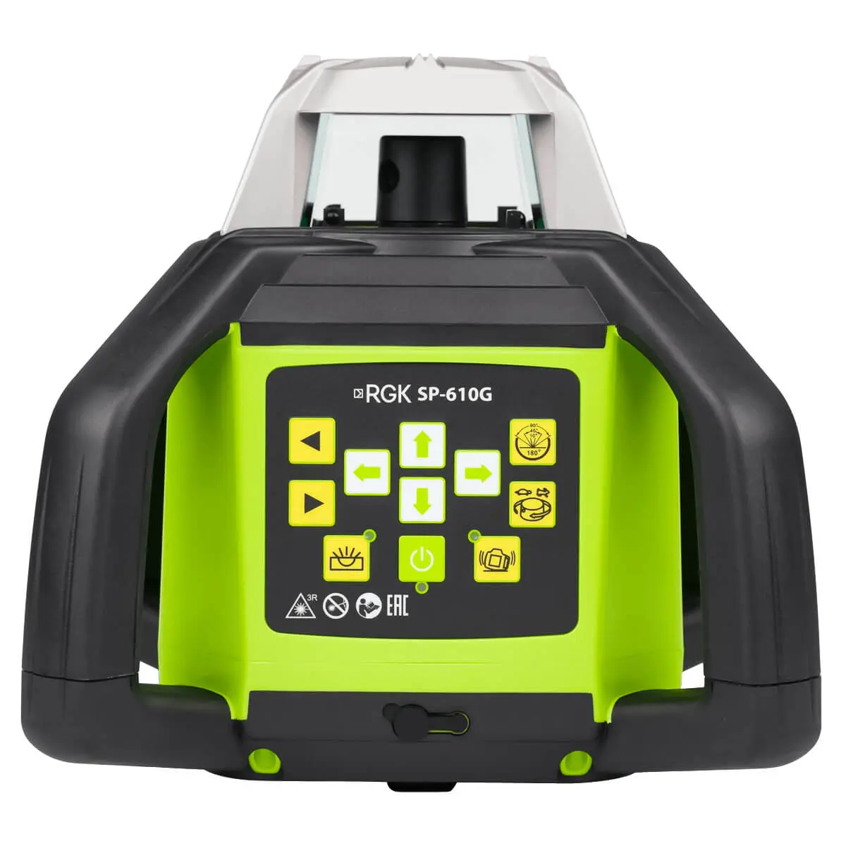 RGK SP-610G с калибровкой - ротац. нивелир (ротационный/зелёный луч/450м с приемником/±0,1 мм/АКБ)