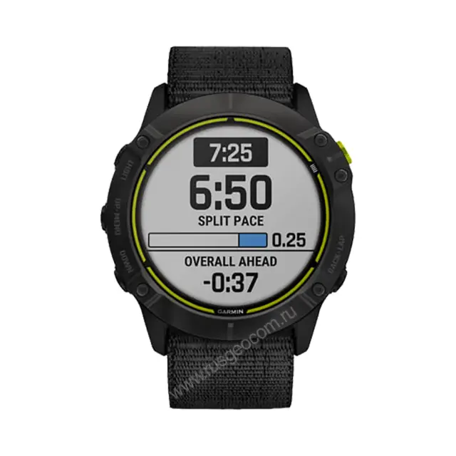 спортивные Часы Garmin Enduro титановый корпус с угольно-серым DLC-покрытием и черный нейлоновый ремешок UltraFit
