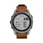 Часы для спорта Garmin Fenix 7 Sapphire Solar титановый серый с коричневым кожаным ремешком