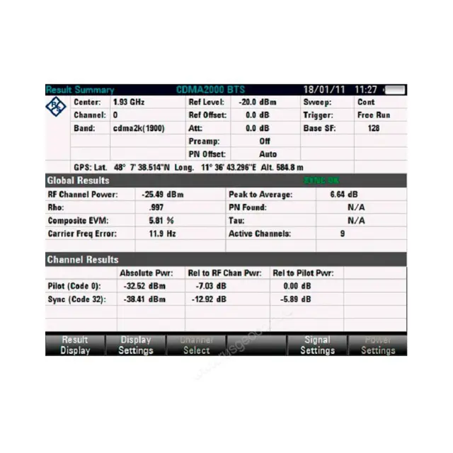 Опция общего анализа сигналов базовых станций CDMA2000 Rohde & Schwarz FSH-K46