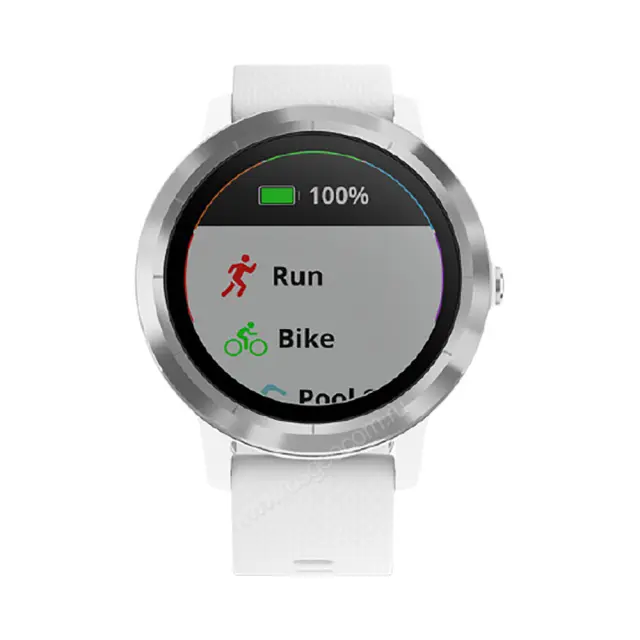 часы для спорта Garmin Vivoactive 3 серебристые с белым ремешком