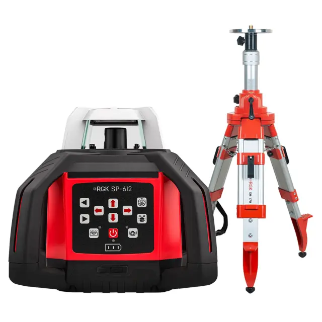 RGK SP-612 + элевационный штатив RGK SH-340 - ротационный нивелир с красным лучом