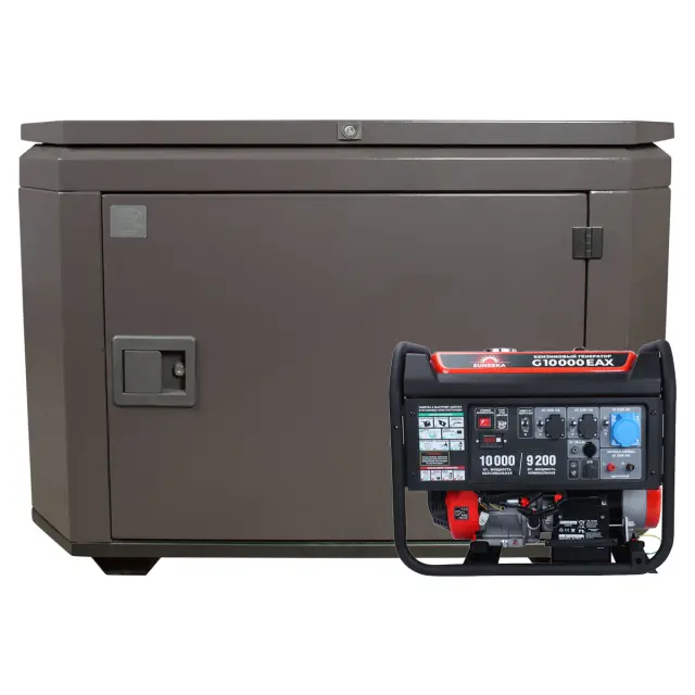 SUNREKA G10000EAX в супертихом зимнем кожухе 1400SS RAL 8019 - бензиновый генератор