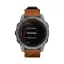 Часы для бега Garmin Fenix 7 Sapphire Solar титановый серый с коричневым кожаным ремешком