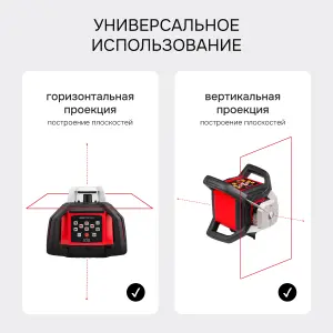 RGK SP-610 - ротационный нивелир  (ротационный / красный луч / 800м с приемником / ±0,05 мм / АКБ)