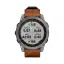 Часы для спортсменов Garmin Fenix 7 Sapphire Solar титановый серый с коричневым кожаным ремешком