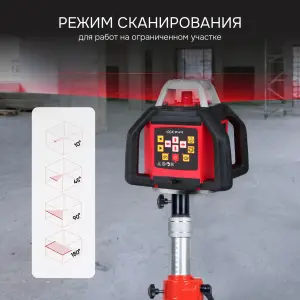 RGK SP-610 с калибровкой - ротационный нивелир  (ротационный/красный луч/900м с приемником/±0,1 мм/АКБ)
