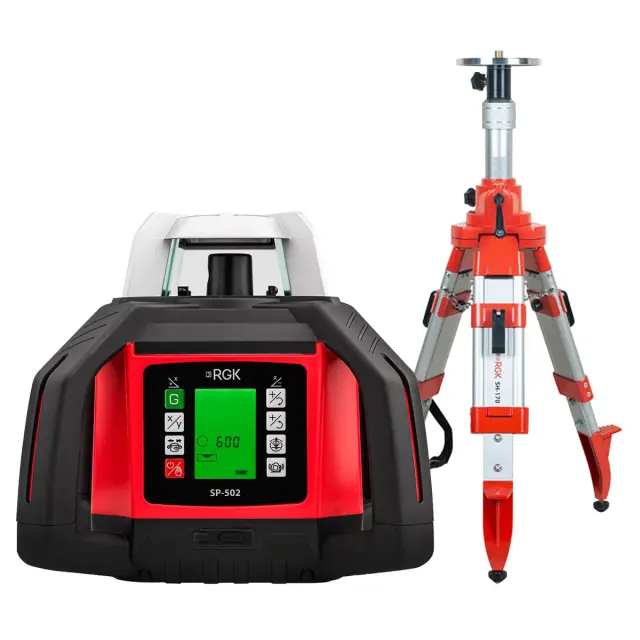 RGK SP-610 + элевационный штатив RGK SH-170 - ротационный нивелир с красным лучом