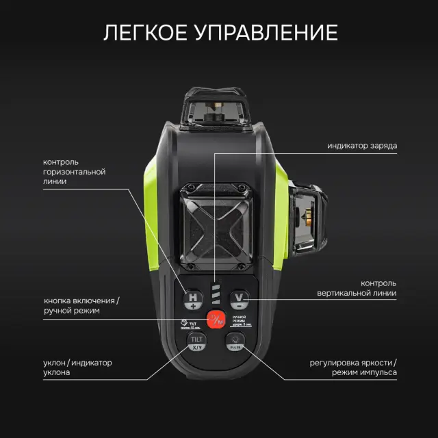 RGK SRV-4D PLUS - построитель плоскостей (360° / зеленый луч / 70м с приемником / АКБ)