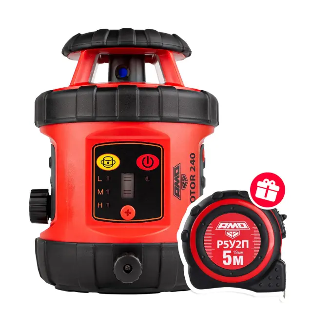  AMO ROTOR 240 лазерный ротационный нивелир акция рулетка в подарок