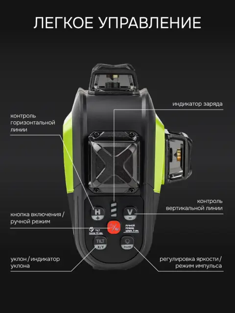 RGK SRV-4D PLUS - построитель плоскостей (360° / зеленый луч / 70м с приемником / АКБ)