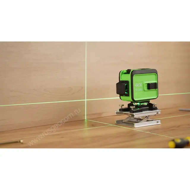 RGK PR-38G с калибровкой - лазерный построитель плоскостей 3D (360°/зеленый луч/50м с приемником/АКБ)