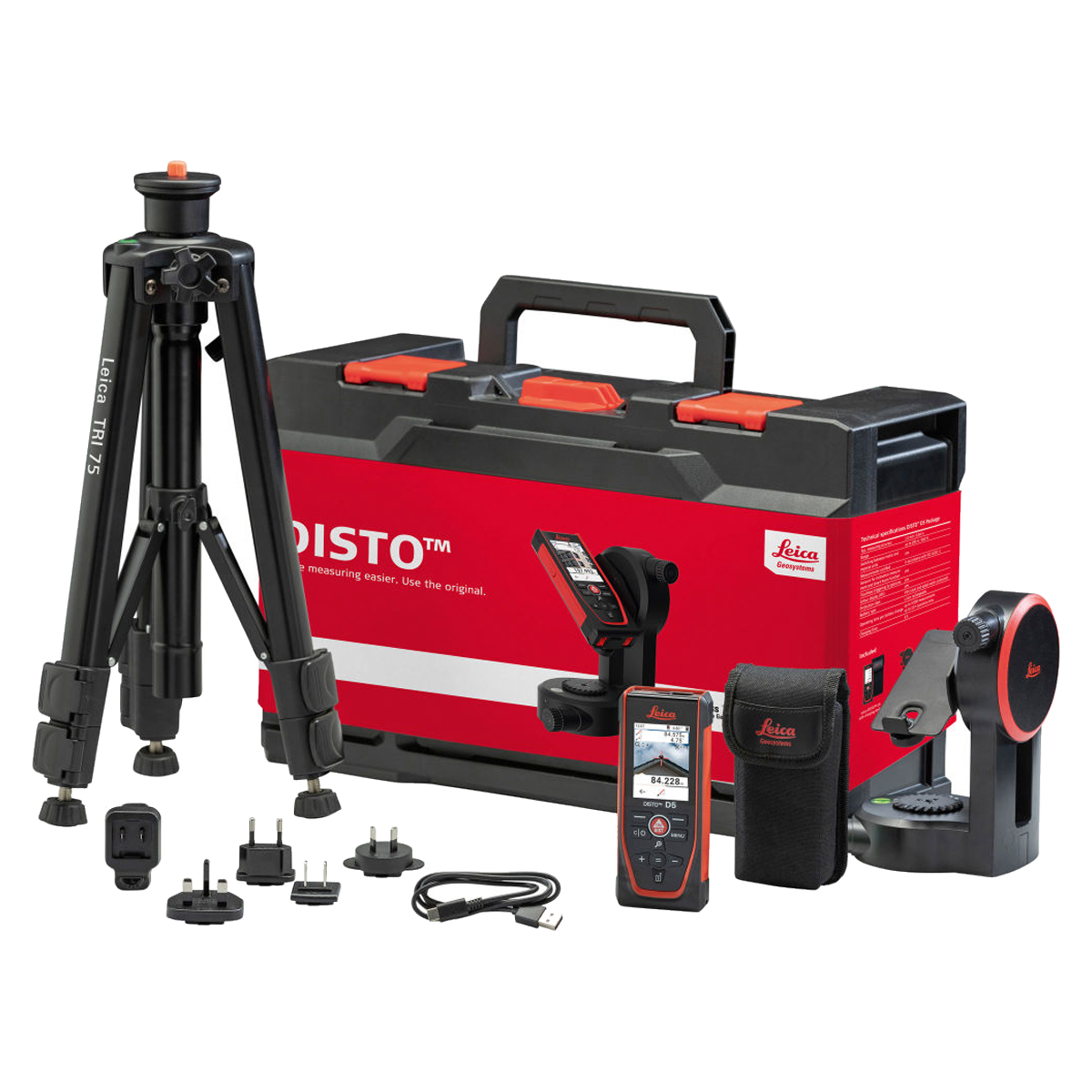 Leica DISTO D5 со штативом, адаптером и аксессуарами - лазерный дальномер с красным лучом