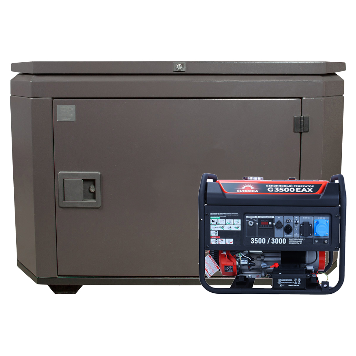 SUNREKA G3500EAX в супертихом зимнем кожухе 1400SS RAL 8019 - бензиновый генератор