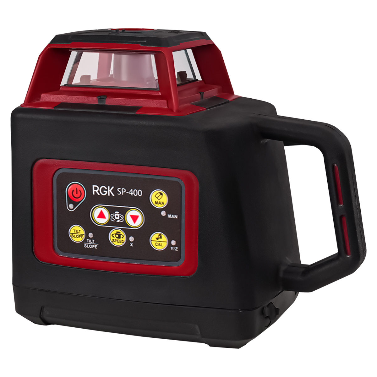 RGK SP-400 с калибровкой - ротац. нивелир (ротационный/красный луч/400м с приемником /±0,1 мм/АКБ)