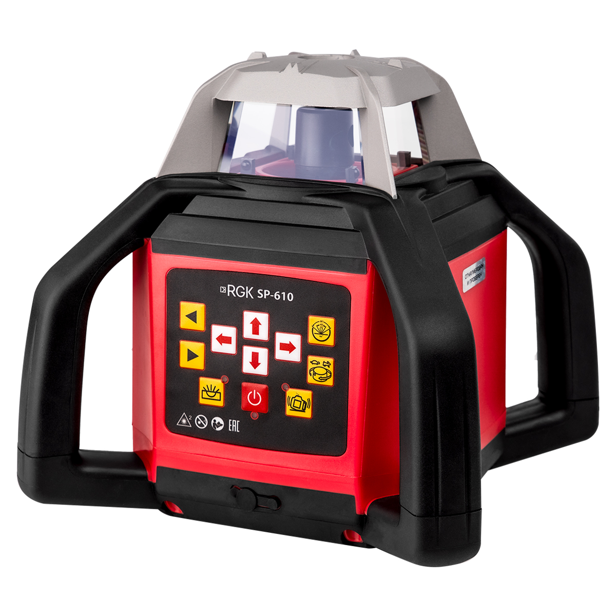 RGK SP-610 - ротационный нивелир  (ротационный / красный луч / 800м с приемником / ±0,05 мм / АКБ)