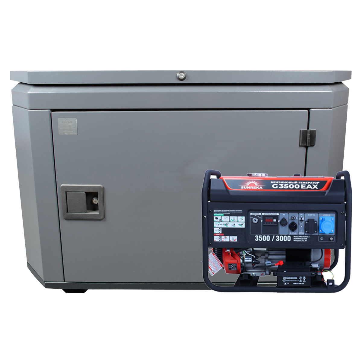 SUNREKA G3500EAX в супертихом зимнем кожухе 1400SS RAL 7024 - бензиновый генератор