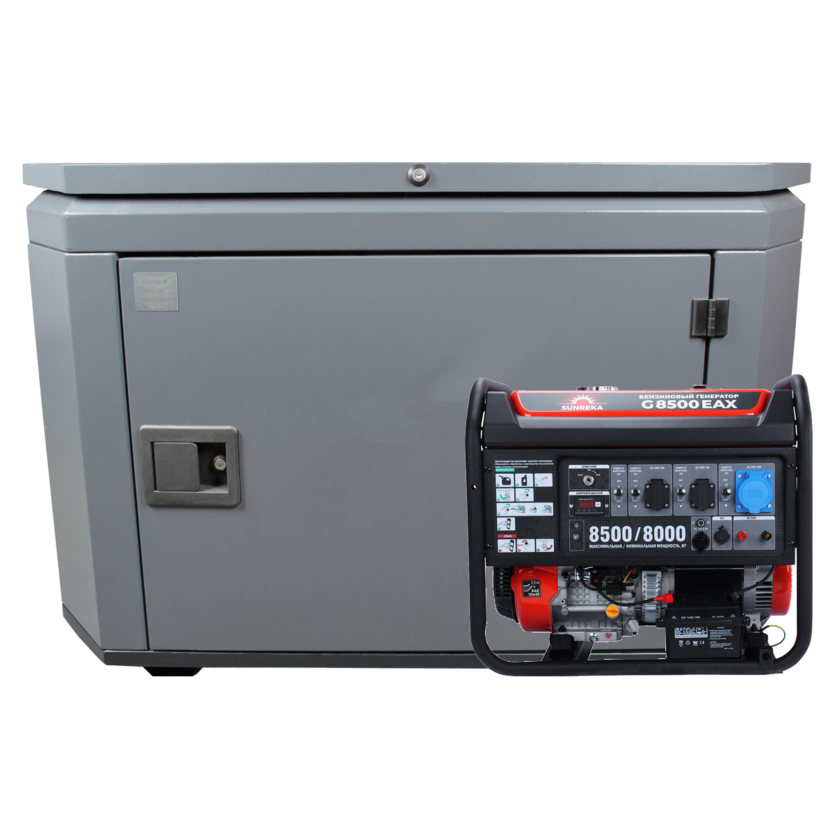 SUNREKA G8500EAX в тихом зимнем кожухе 1200 RAL 7024 - бензиновый генератор