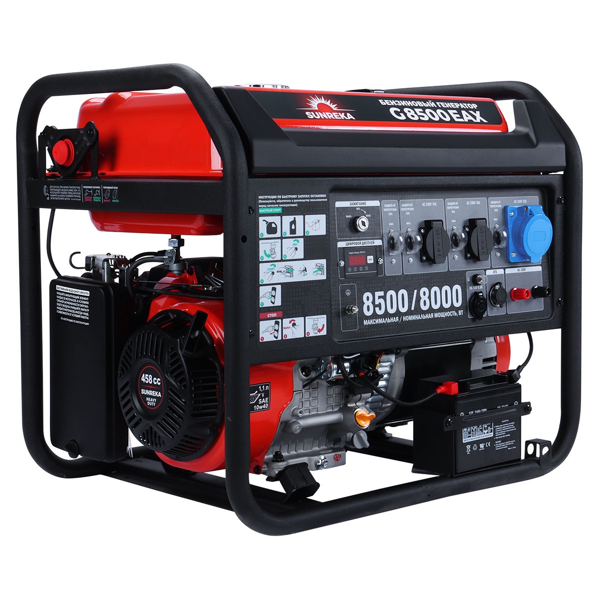 SUNREKA G8500EAX в супертихом зимнем кожухе 1400SS RAL 7024 - бензиновый генератор