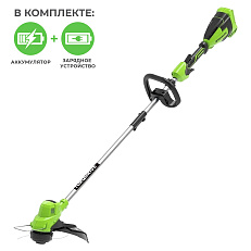 Greenworks GD40LT, 40V с АКБ 5 Ач + ЗУ 4А двойное - аккумуляторный триммер