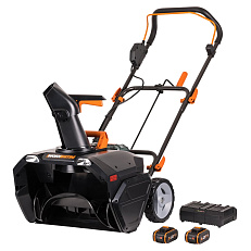 WORX WG471E - снегоуборщик аккумуляторный, с АКБ 2х4Ач + ЗУ 2А двойное