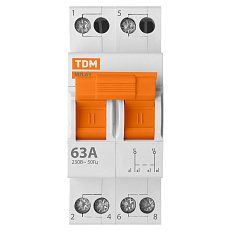 Модульный переключатель трехпозиционный TDM МП-63 2P 63А для однофазной сети