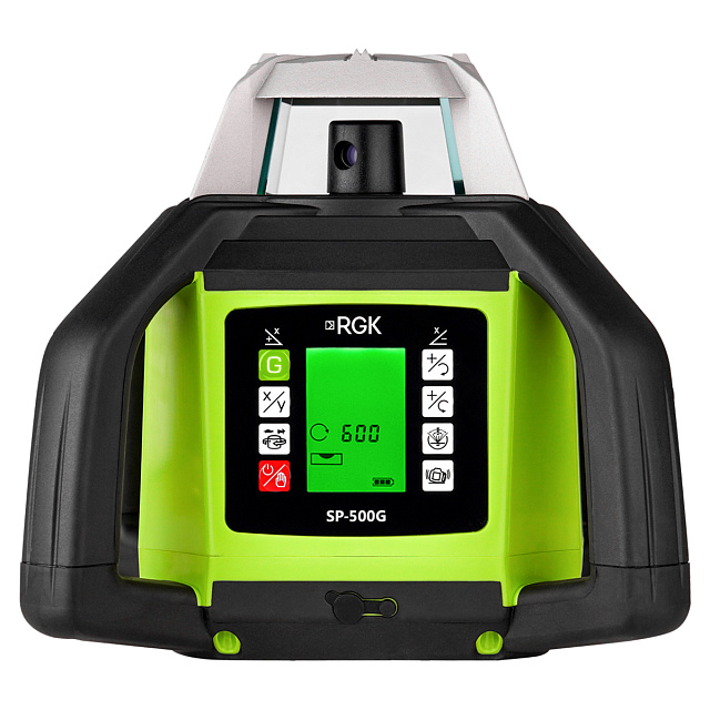 RGK SP-500G - ротационный нивелир (ротационный / зеленый луч / 900м с приемником / АКБ)