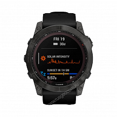 умные Часы Garmin Fenix 7X Sapphire Solar титановый угольно-серый DLC с силиконовым ремешком