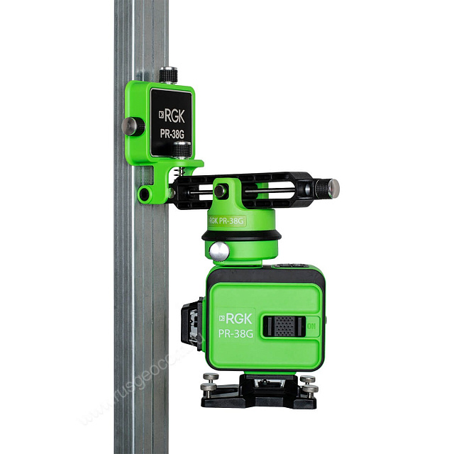 RGK PR-38G с калибровкой - лазерный построитель плоскостей 3D (360°/зеленый луч/50м с приемником/АКБ)