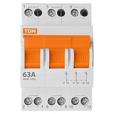 Модульный переключатель трехпозиционный TDM МП-63 3P 63А  для трехфазной сети