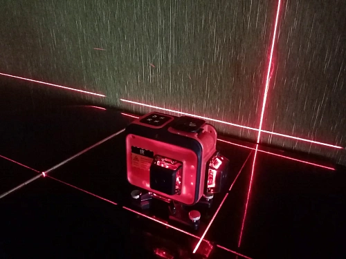 RGK PR-38R + штанга-упор - лазерный нивелир 3d с красным лучом