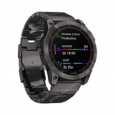 умные Часы Garmin Fenix 7X Sapphire Solar титановый угольно-серый DLC с угольно-серым титановым DLC браслетом